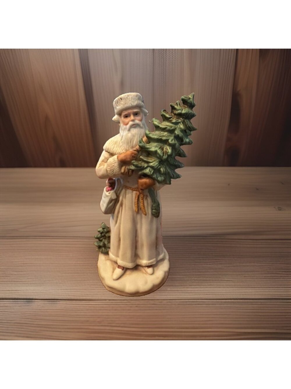 1987 Enesco St. Nicholas Circa 1880 Santa in White Robe (The Santa Clause Shoppe
